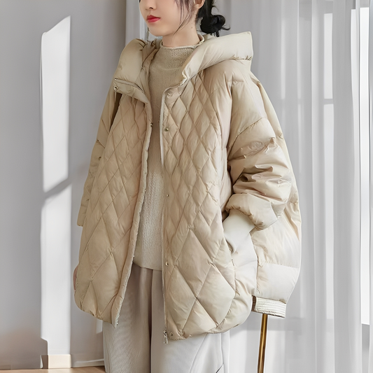 Abigail - Cappotto invernale casual in piuma con cerniera per donne